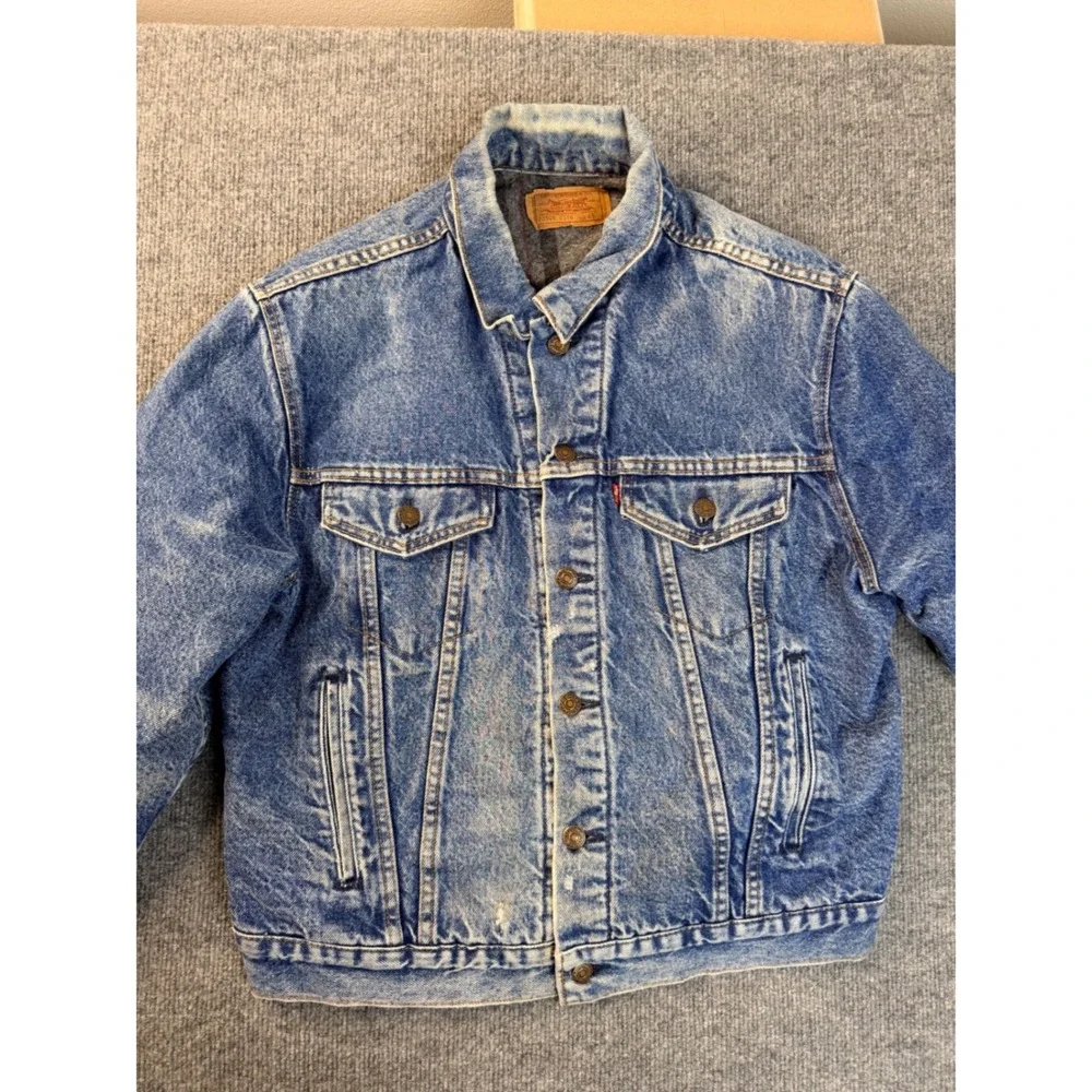 Vintage Levis 70506 0316 Denim Jacket Mens 46 Blue Blanket Lined Made in USA Y2K